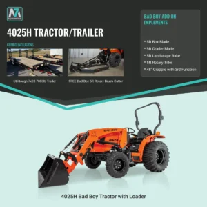 Bad Boy 4025H tractor and trailer combo