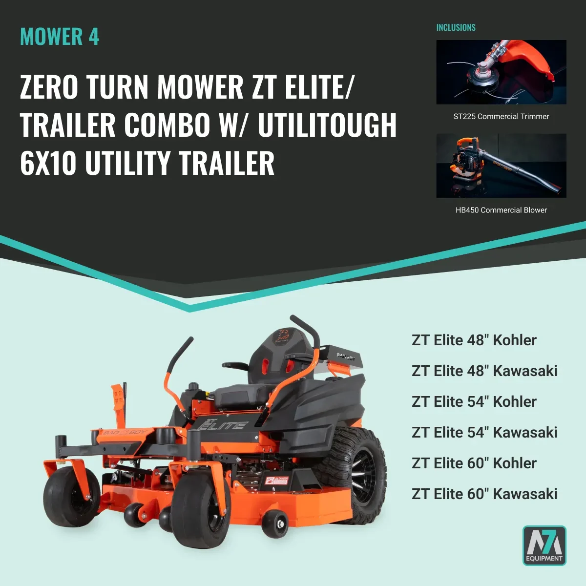 Bad Boy zero turn mower and trailer combo